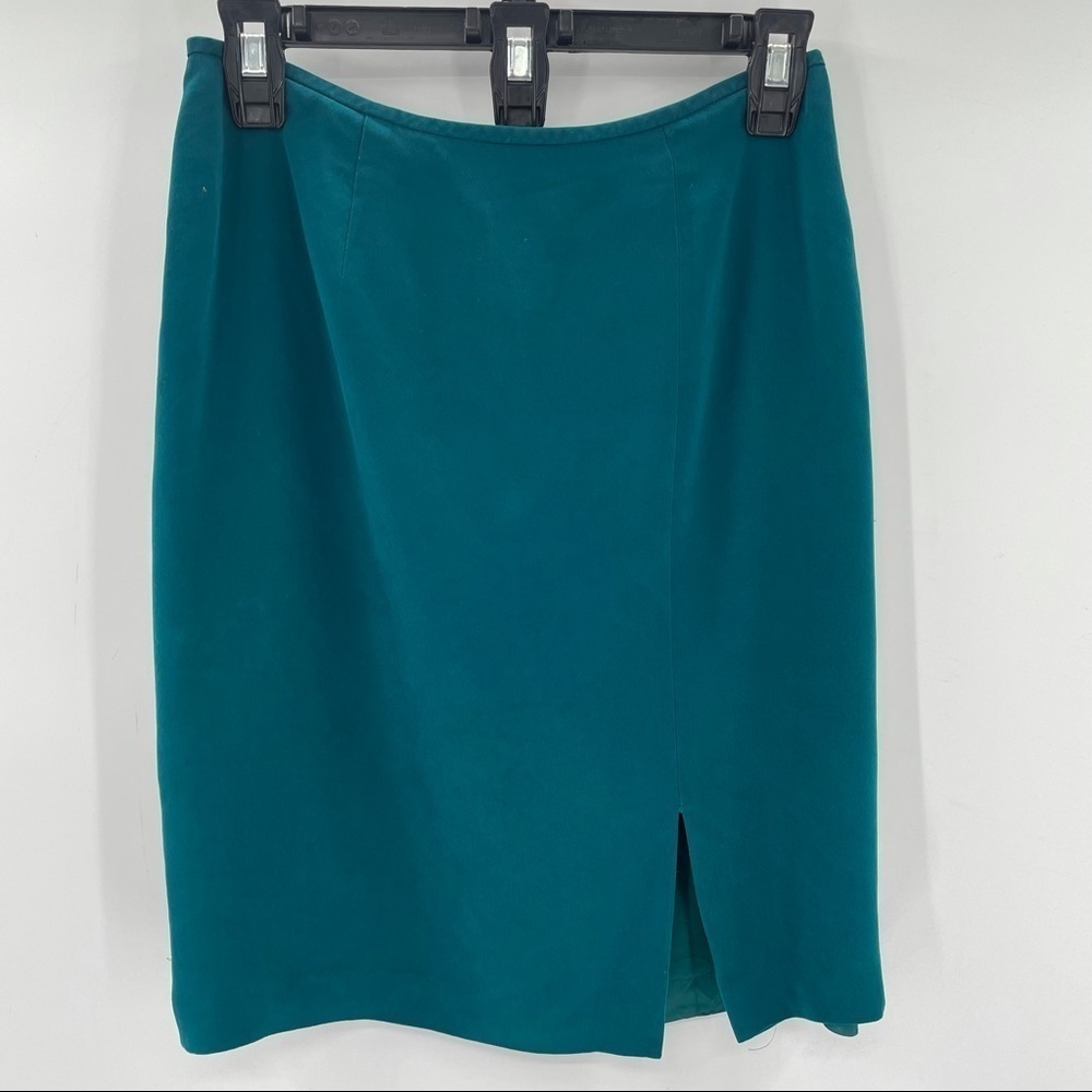 Vintage Castleton Green 100% Silk Pencil Skirt
